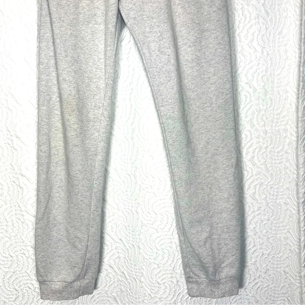 Converse Girls XL 14/16 Gray Silver Sparkle Fleece Jogger Sweatpants Logo